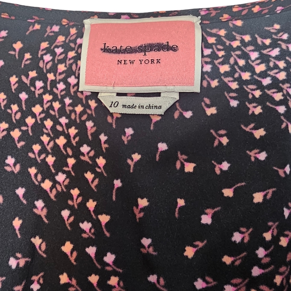 Kate Spade Meadow Wrap Floral Print Dress Size 10 - Picture 11 of 15